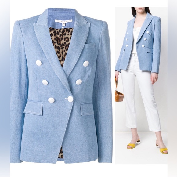 💙 SOLD 💙 NEW Veronica Beard Denim Double Breasted Blazer Miller Dickey size 14 - Picture 4 of 14
